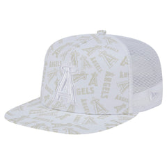 Los Angeles Angels New Era Logo Dunes A-Frame Trucker 9FIFTY Snapback Hat - White - New Era Sale