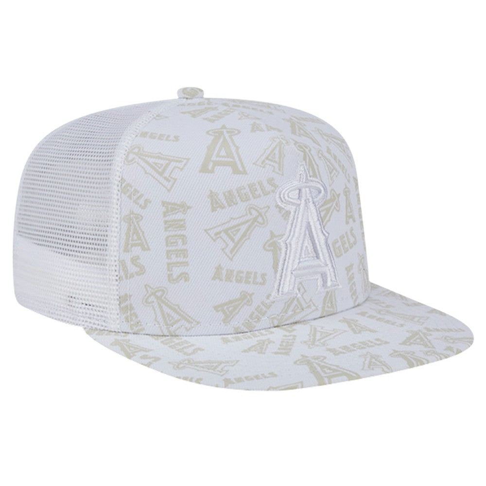Los Angeles Angels New Era Logo Dunes A-Frame Trucker 9FIFTY Snapback Hat - White - New Era Sale