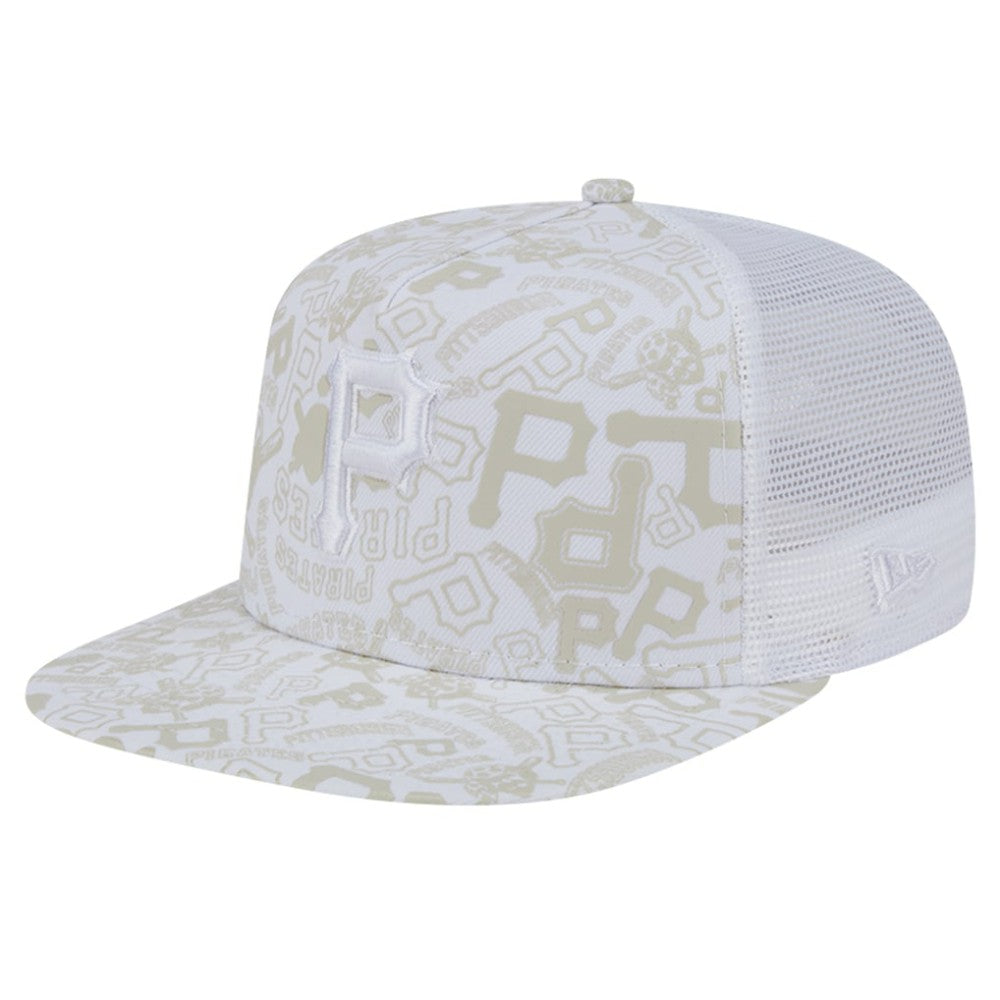 Pittsburgh Pirates New Era Logo Dunes A-Frame Trucker 9FIFTY Snapback Hat - White - New Era on Sale