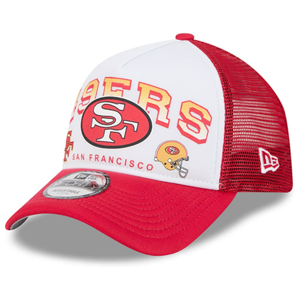 San Francisco 49ers New Era Retro Wordmark A-Frame 9FORTY Adjustable Hat White/Scarlet