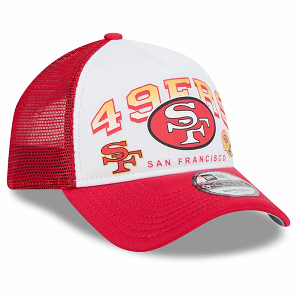 San Francisco 49ers New Era Retro Wordmark A-Frame 9FORTY Adjustable Hat White/Scarlet