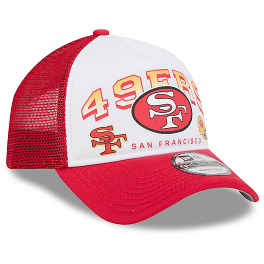 San Francisco 49ers New Era Retro Wordmark A-Frame 9FORTY Adjustable Hat White/Scarlet