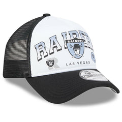 Las Vegas Raiders New Era Retro Wordmark A-Frame 9FORTY Adjustable Hat White/Black