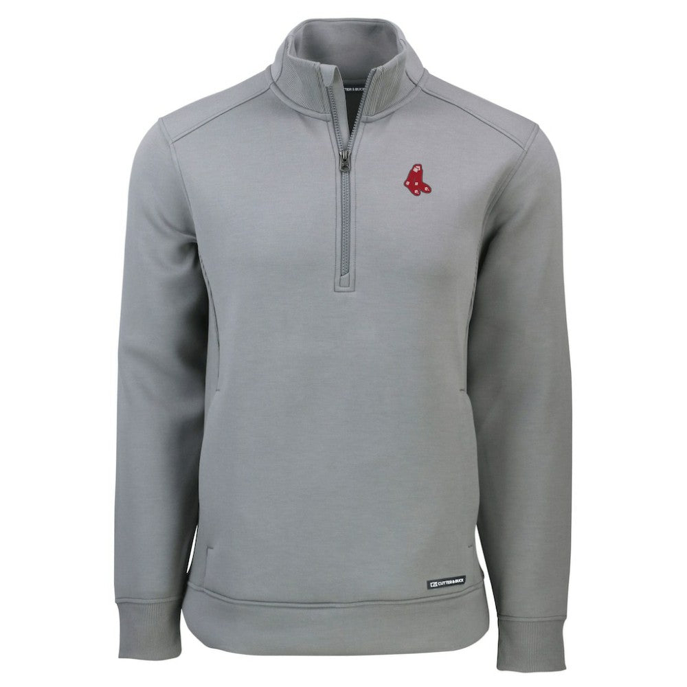 Boston Red Sox Cutter & Buck Cooperstown Collection Roam Eco Recycled Quarter-Zip Pullover - Gray - MLB Discount