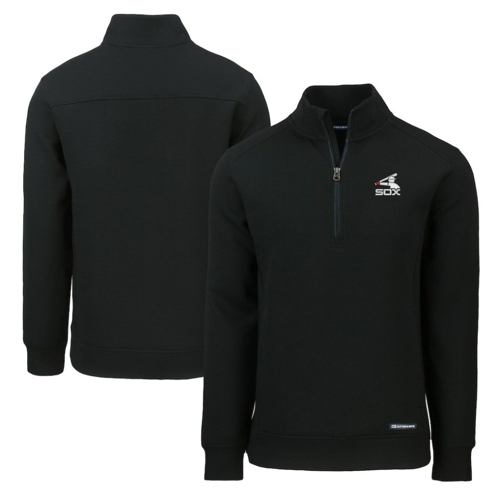 Chicago White Sox Cutter & Buck Cooperstown Collection Roam Eco Recycled Quarter-Zip Pullover - Black - MLB Lifestyle