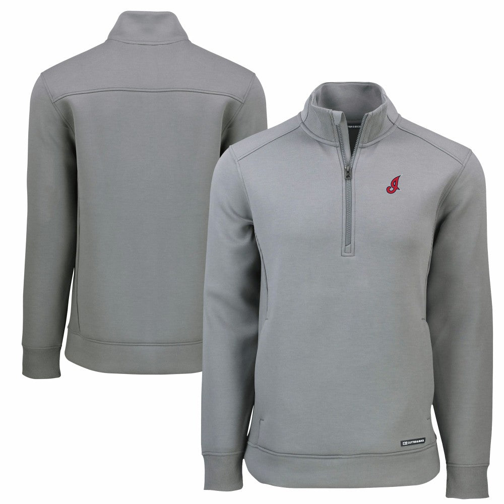 Cleveland Guardians Cutter & Buck Cooperstown Collection Roam Eco Recycled Quarter-Zip Pullover - Gray - MLB on Sale