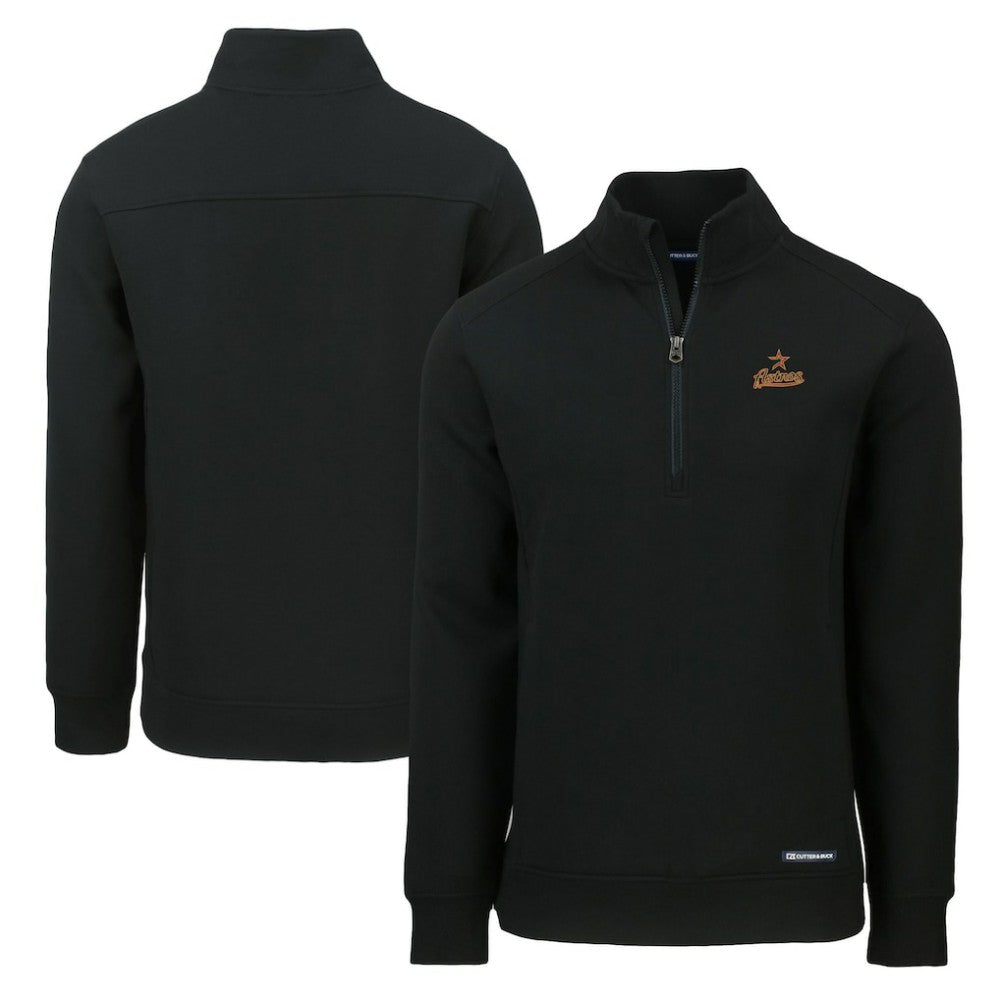 Houston Astros Cutter & Buck Cooperstown Collection Roam Eco Recycled Quarter-Zip Pullover - Black - MLB Discount