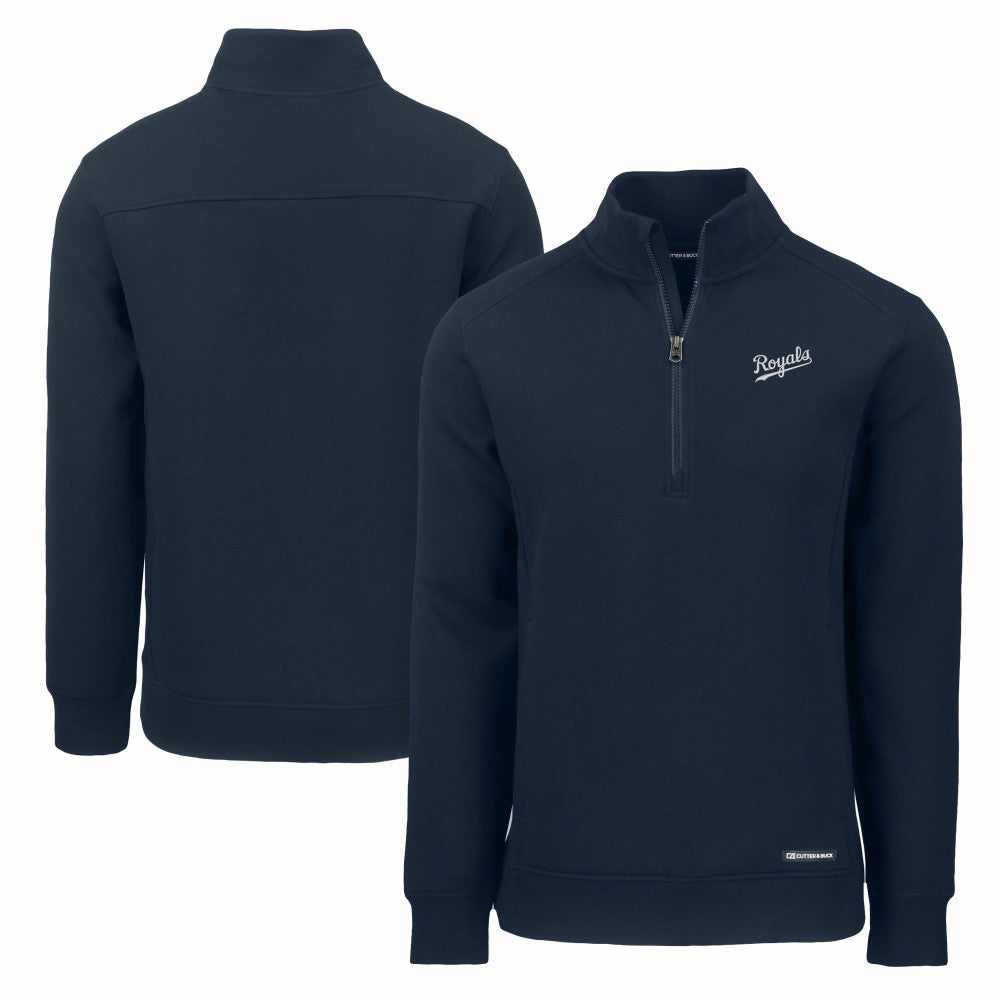 Kansas City Royals Cutter & Buck Cooperstown Collection Roam Eco Recycled Quarter-Zip Pullover - Navy - MLB on Sale