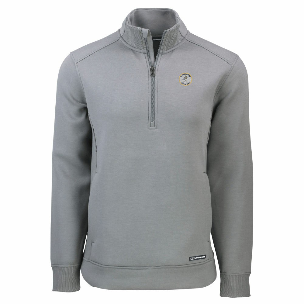 Milwaukee Brewers Cutter & Buck Cooperstown Collection Roam Eco Recycled Quarter-Zip Pullover - Gray - MLB Online