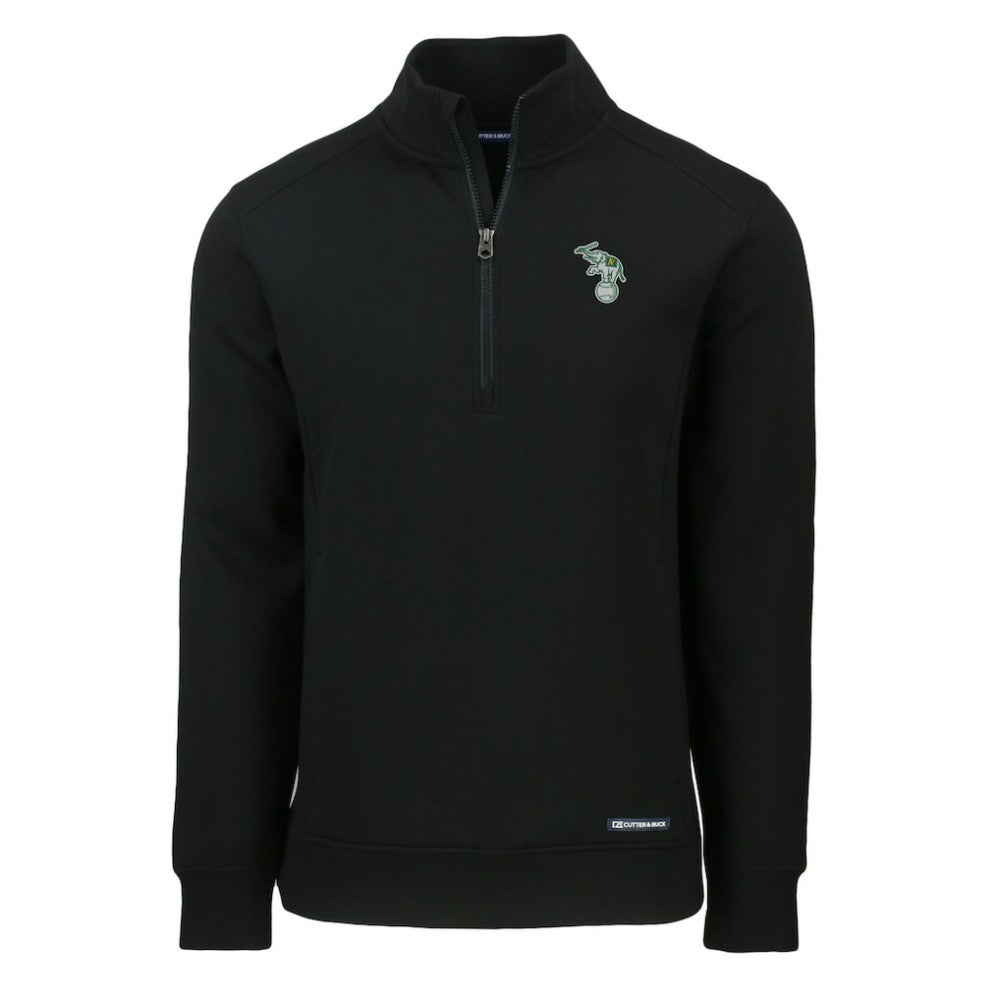 Athletics Cutter & Buck Cooperstown Collection Roam Eco Recycled Quarter-Zip Pullover - Black - MLB Lifestyle