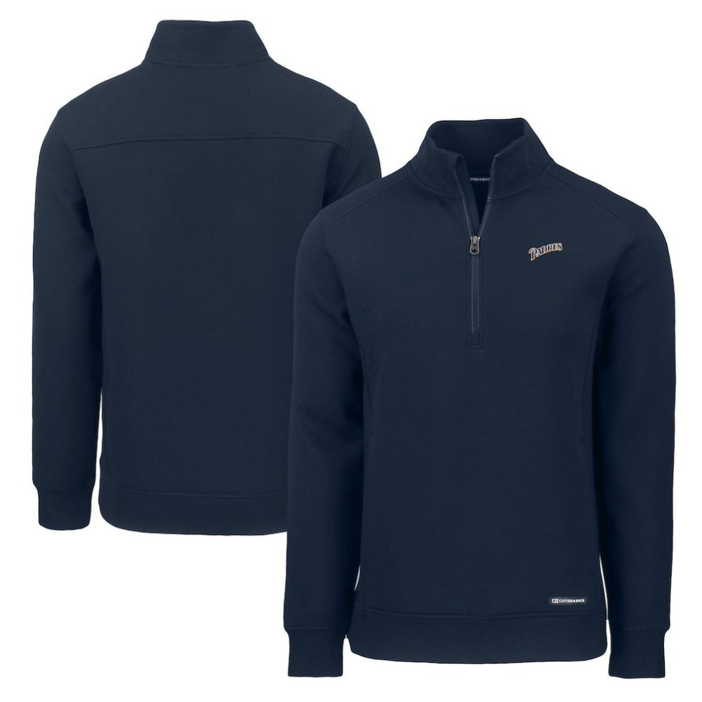 San Diego Padres Cutter & Buck Cooperstown Collection Roam Eco Recycled Quarter-Zip Pullover - Navy - MLB Discount