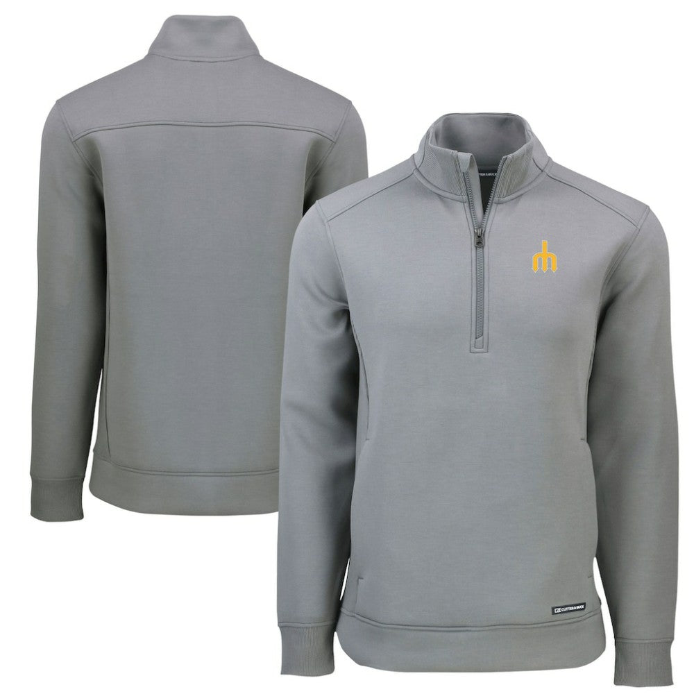 Seattle Mariners Cutter & Buck Cooperstown Collection Roam Eco Recycled Quarter-Zip Pullover - Gray - MLB Lifestyle