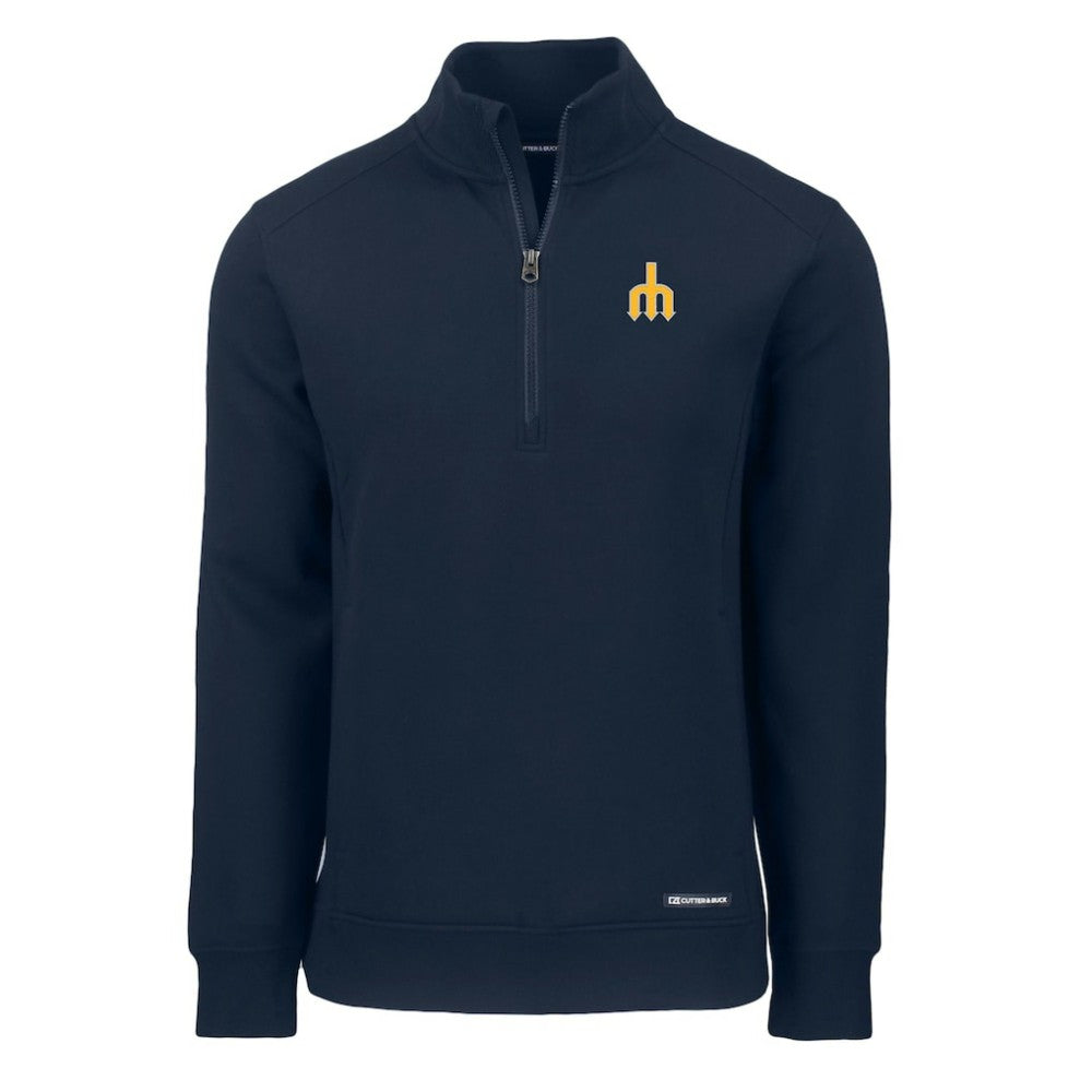 Seattle Mariners Cutter & Buck Cooperstown Collection Roam Eco Recycled Quarter-Zip Pullover - Navy - MLB Lifestyle