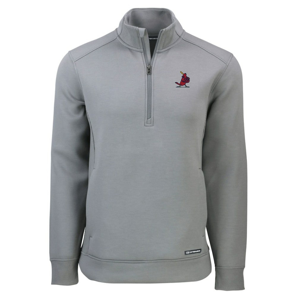 St. Louis Cardinals Cutter & Buck Cooperstown Collection Roam Eco Recycled Quarter-Zip Pullover - Gray - MLB on Sale