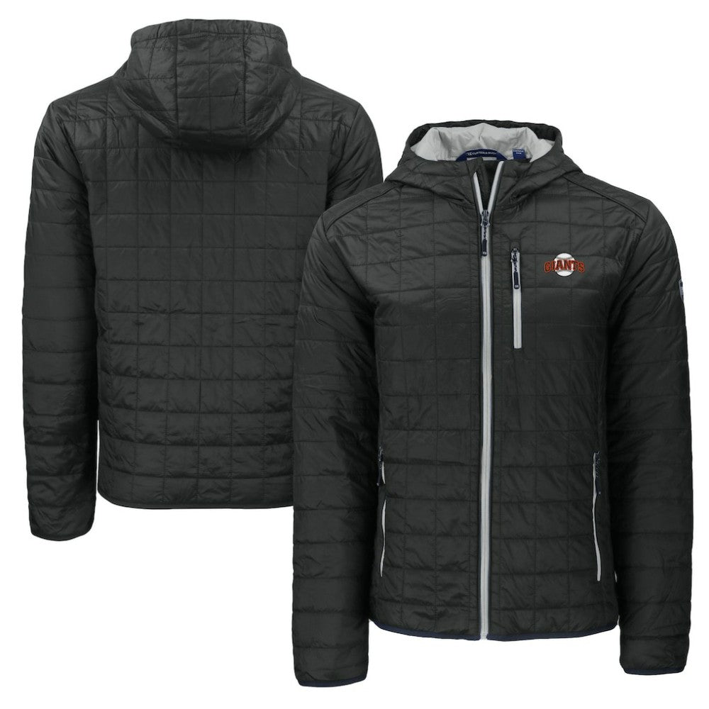 San Francisco Giants Cutter & Buck Cooperstown Collection Rainier Primaloft Eco Full-Zip Hooded Jacket - Black - MLB Lifestyle