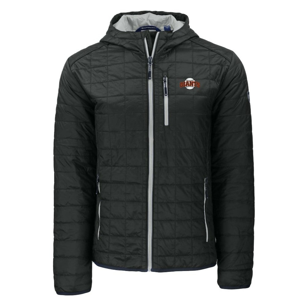 San Francisco Giants Cutter & Buck Cooperstown Collection Rainier Primaloft Eco Full-Zip Hooded Jacket - Black - MLB Lifestyle
