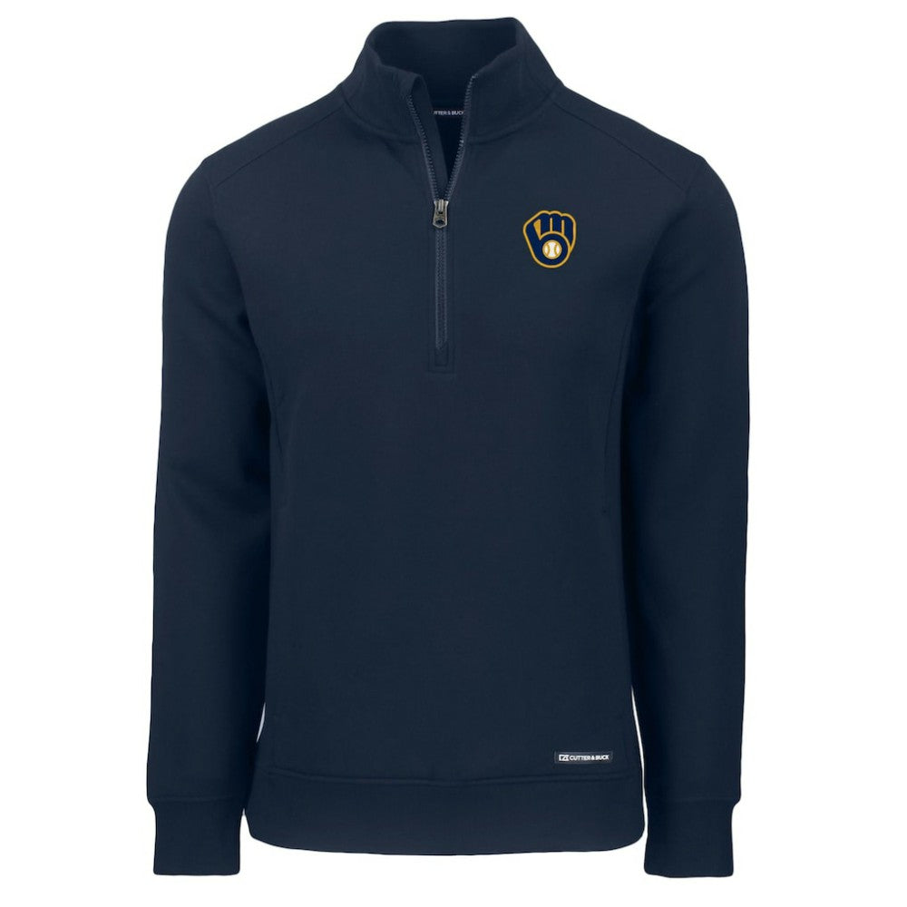Milwaukee Brewers Cutter & Buck Roam Eco Recycled Quarter-Zip Pullover - Navy - MLB on Sale