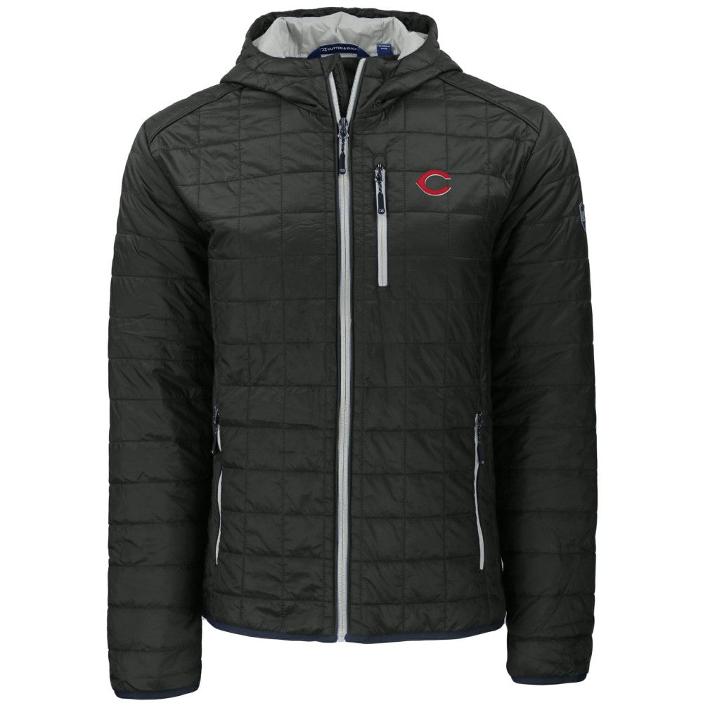 Cincinnati Reds Cutter & Buck Rainier Primaloft Eco Full-Zip Hooded Jacket - Black - MLB Discount