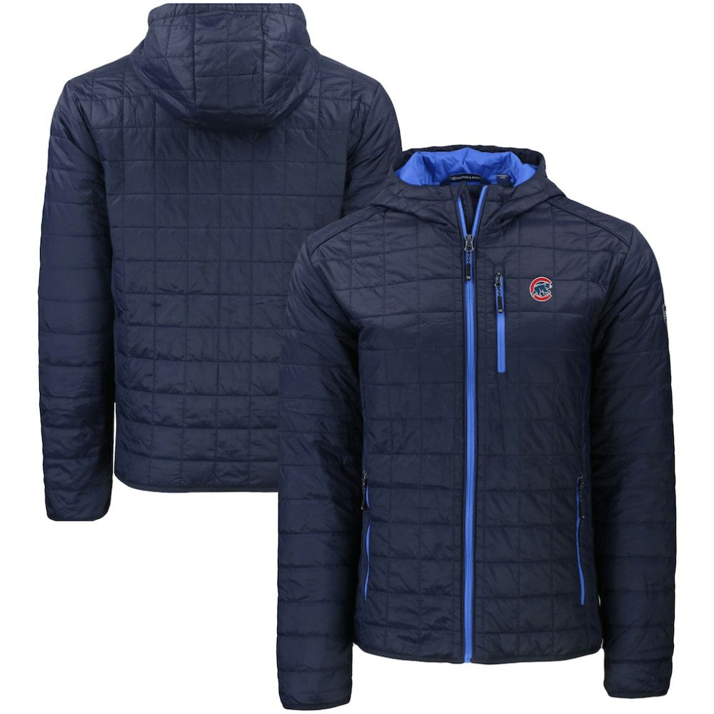 Chicago Cubs Cutter & Buck Rainier Primaloft Eco Full-Zip Hooded Jacket - Navy - MLB Online