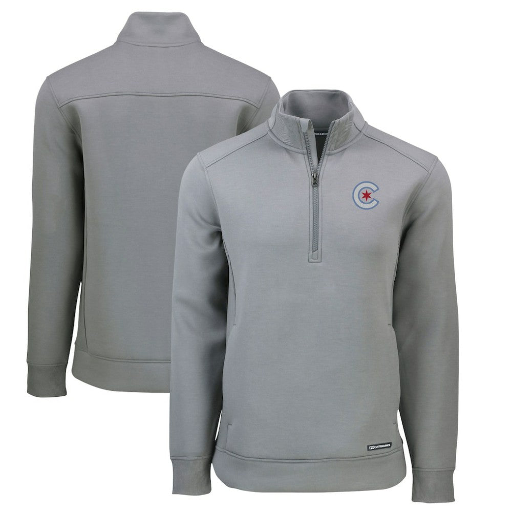 Chicago Cubs Cutter & Buck City Connect Roam Eco Recycled Quarter-Zip Pullover - Gray - MLB on Sale
