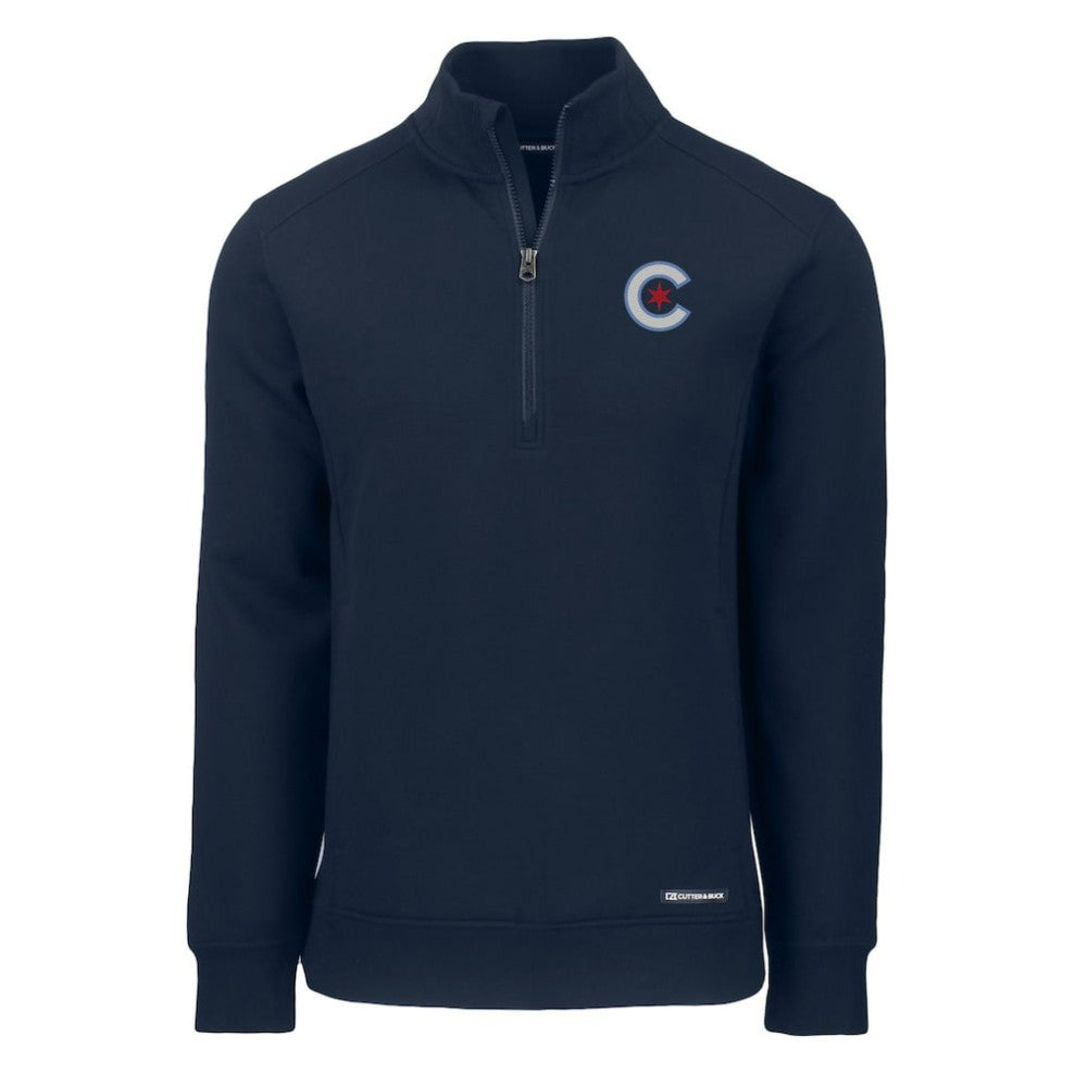Chicago Cubs Cutter & Buck City Connect Roam Eco Recycled Quarter-Zip Pullover - Navy - MLB Lifestyle