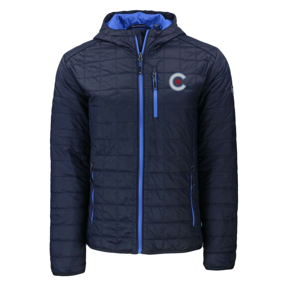 Chicago Cubs Cutter & Buck City Connect Rainier Primaloft Eco Full-Zip Hooded Jacket - Navy - MLB Sale