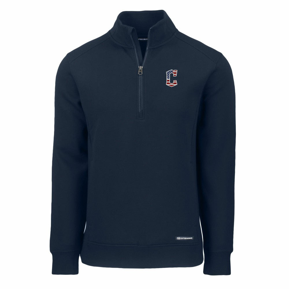 Cleveland Guardians Cutter & Buck Americana Roam Eco Recycled Quarter-Zip Sweatshirt - Navy - MLB Sale