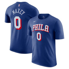 Tyrese Maxey Philadelphia 76ers Icon Edition Name & Number T-Shirt Royal | Nike outlet