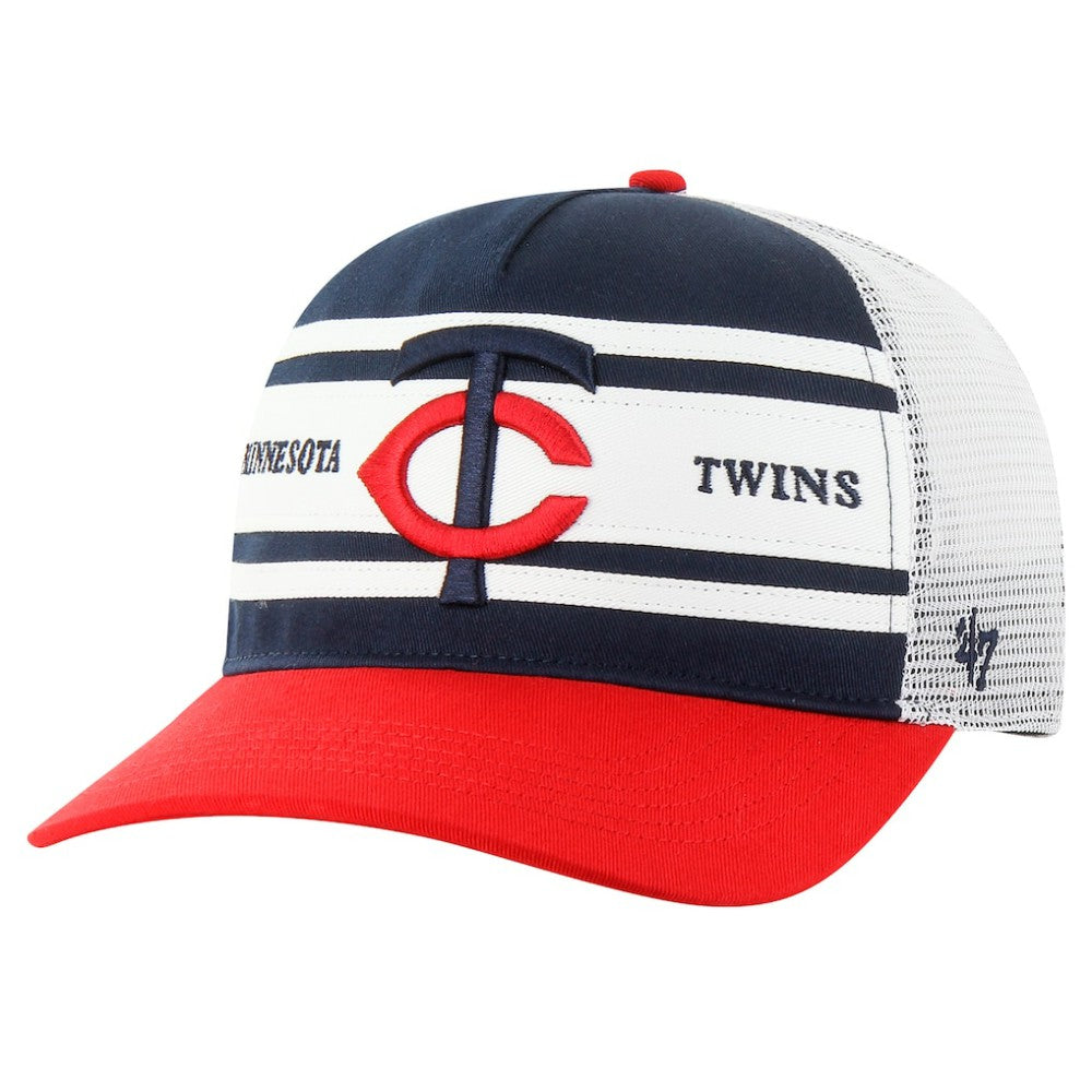 Minnesota Twins '47 Gridiron Super Stripe Relaxed Trucker Hitch Adjustable Hat - Navy - 47 brand Sale