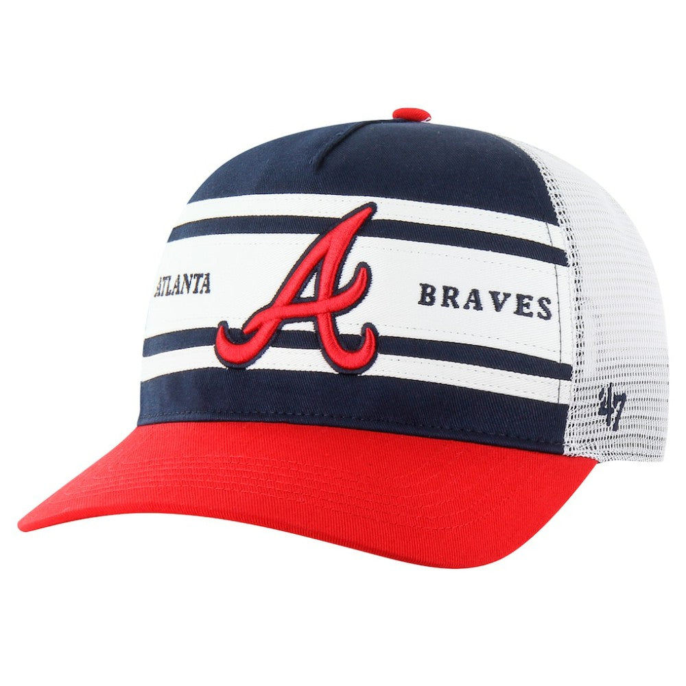 Atlanta Braves '47 Gridiron Super Stripe Relaxed Trucker Hitch Adjustable Hat - Navy - 47 brand Sale