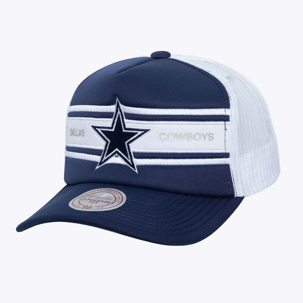 Mitchell & Ness Dallas Cowboys Stripe Front Trucker Adjustable Hat Navy