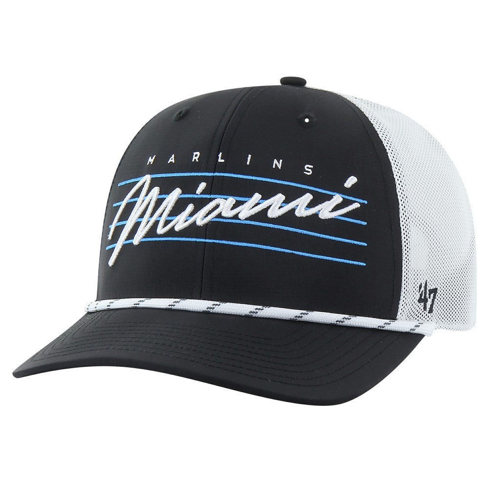 Miami Marlins '47 Downburst Trucker Adjustable Hat - Black - 47 brand on Sale