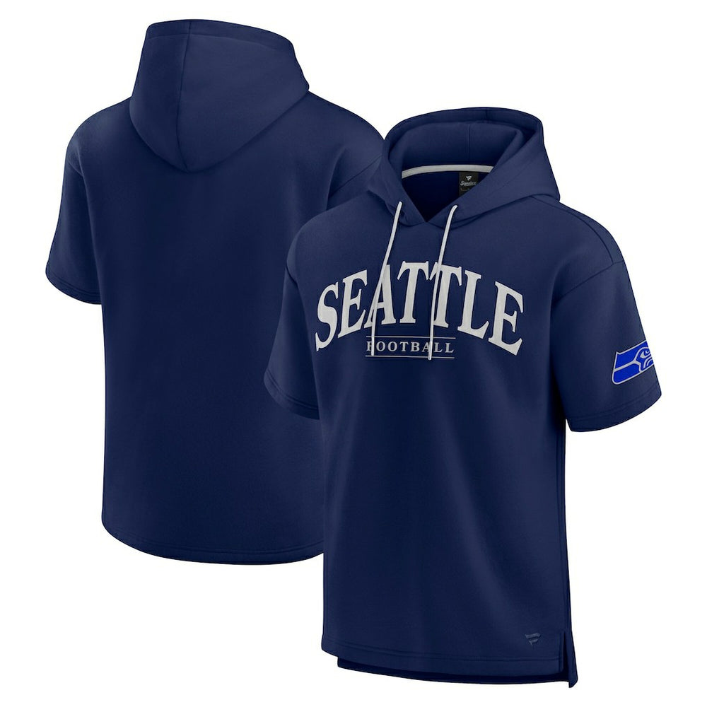 Fanatics Seattle Seahawks Unisex Elements Ready Short Sleeve Pullover Hoodie College Navy