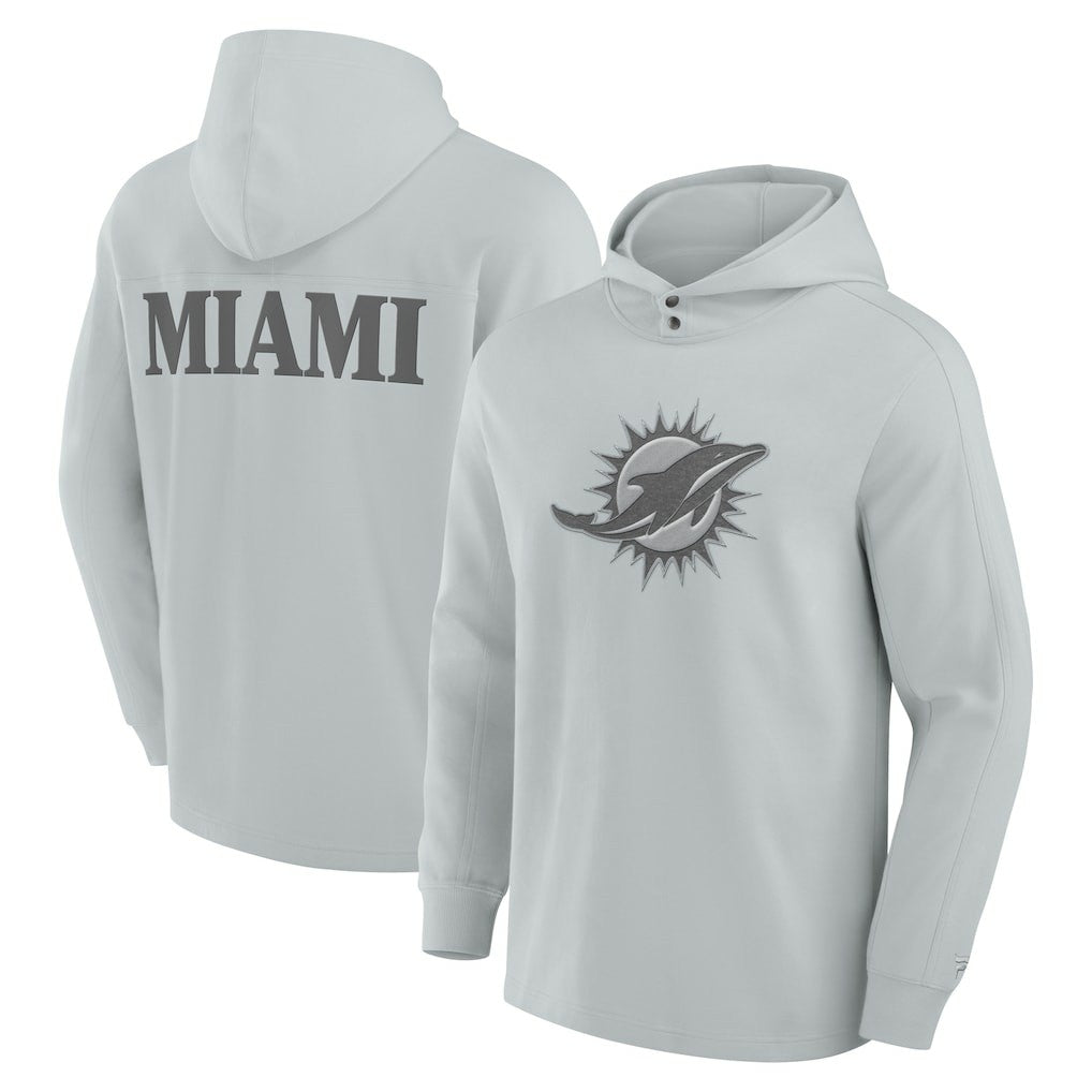 Fanatics Miami Dolphins Elements Blaze Tri-Blend Long Sleeve Hoodie T-Shirt Gray