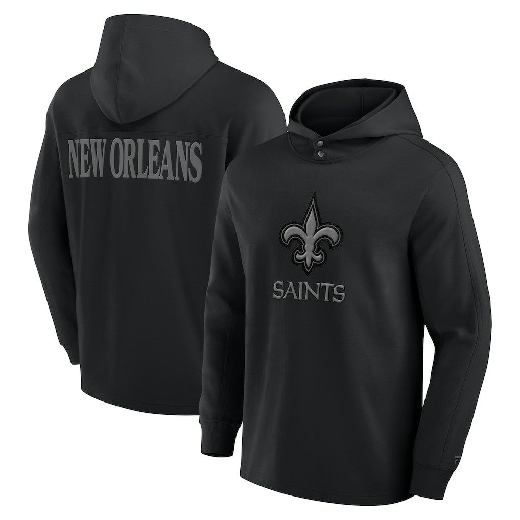 Fanatics New Orleans Saints Elements Blaze Tri-Blend Long Sleeve Hoodie T-Shirt Black