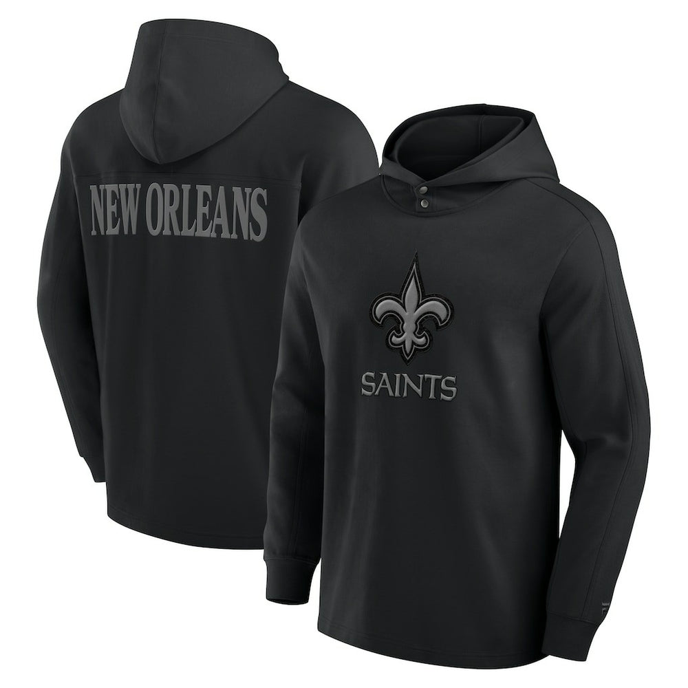 Fanatics New Orleans Saints Elements Blaze Tri-Blend Long Sleeve Hoodie T-Shirt Black