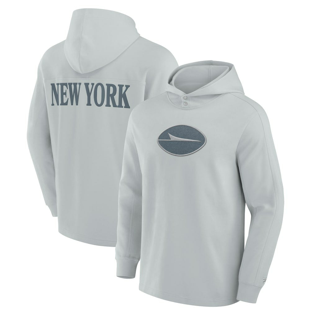 Fanatics New York Jets Elements Blaze Tri-Blend Long Sleeve Hoodie T-Shirt Gray