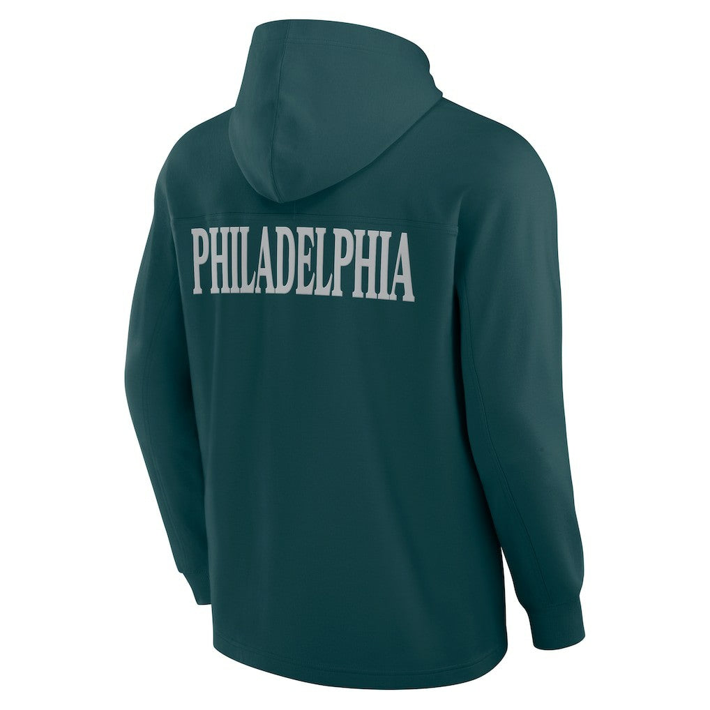 Fanatics Philadelphia Eagles Elements Blaze Tri-Blend Long Sleeve Hoodie T-Shirt Midnight Green