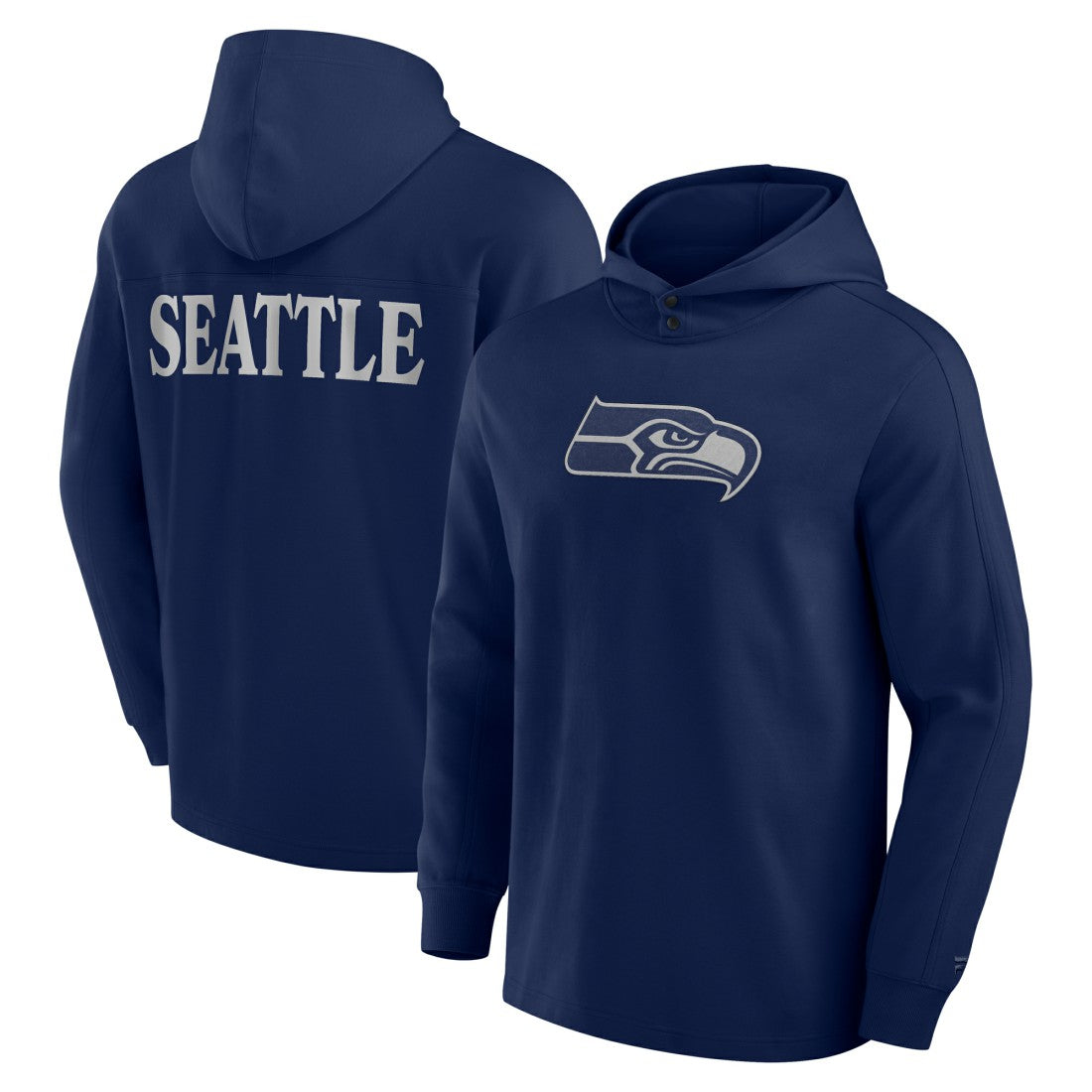 Fanatics Seattle Seahawks Elements Blaze Tri-Blend Long Sleeve Hoodie T-Shirt College Navy
