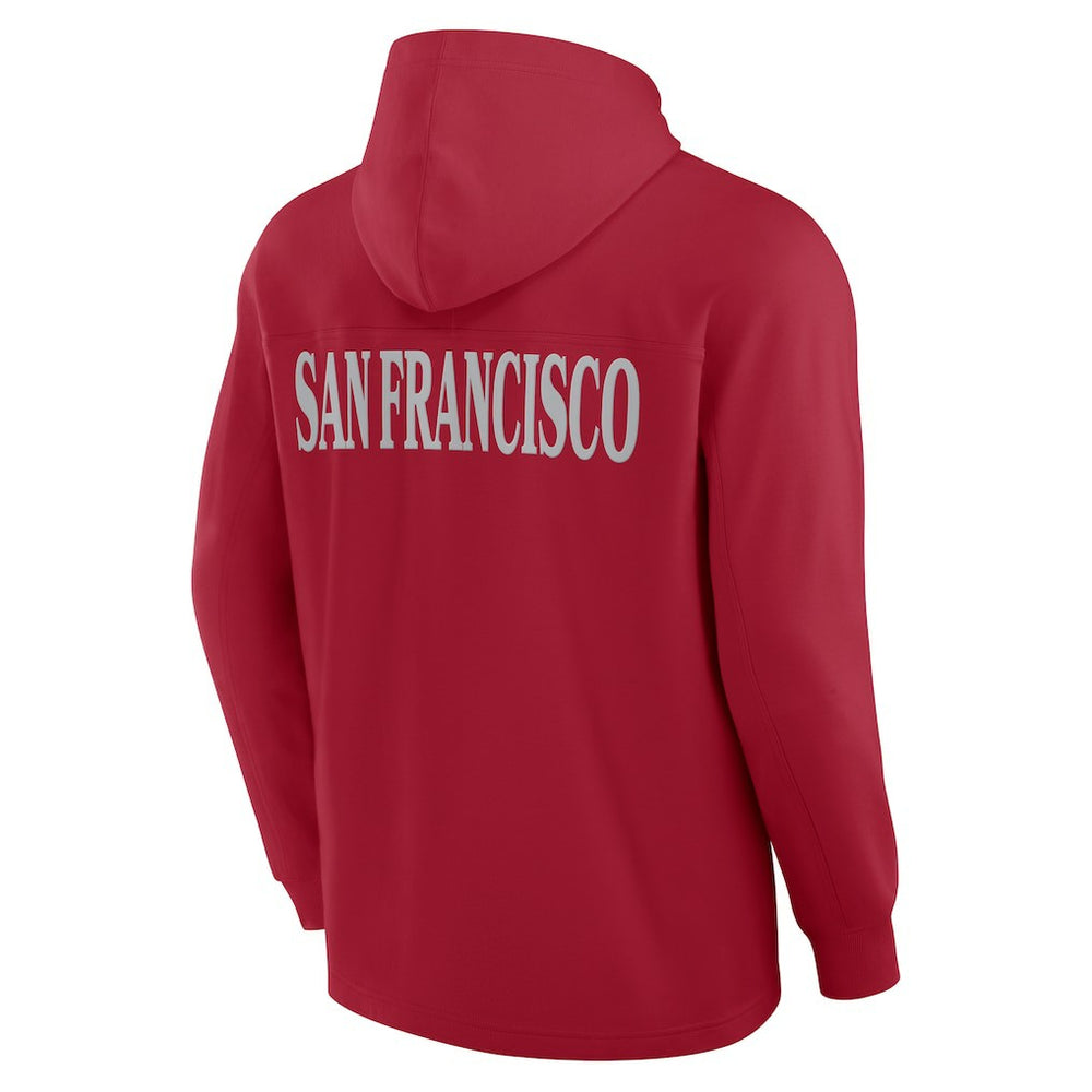 Fanatics San Francisco 49ers Elements Blaze Tri-Blend Long Sleeve Hoodie T-Shirt Scarlet