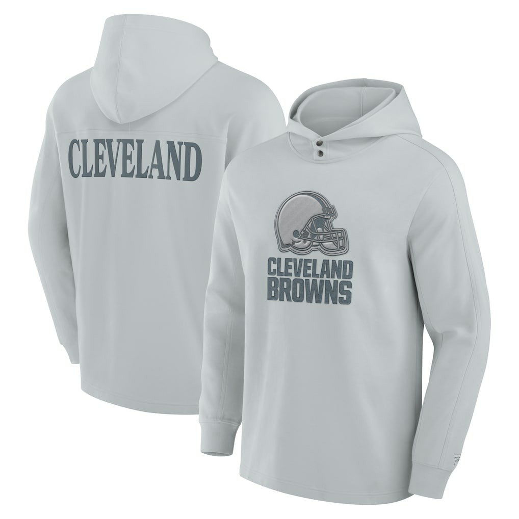 Fanatics Cleveland Browns Elements Blaze Tri-Blend Long Sleeve Hoodie T-Shirt Gray