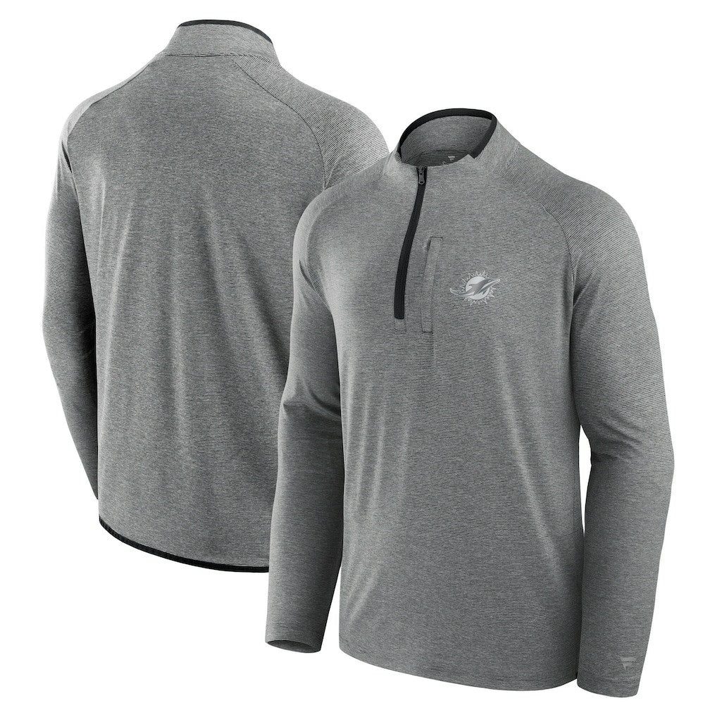 Fanatics Miami Dolphins Unisex Front Office Performance Primary Quarter-Zip Jacket Charcoal