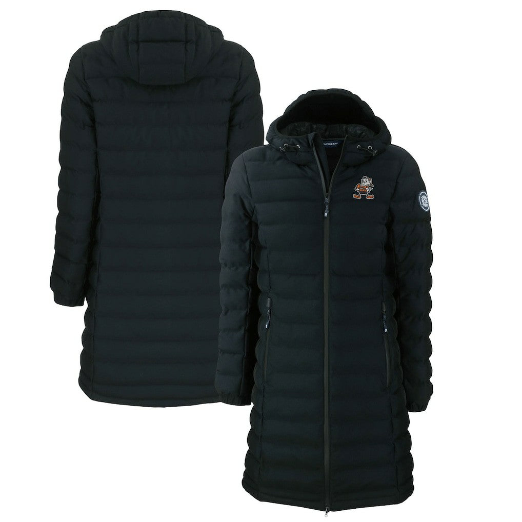 Cleveland Browns Cutter & Buck Women's Throwback Logo Mission Ridge Repreve Eco Insulated Full-Zip Puffer Jacket Black