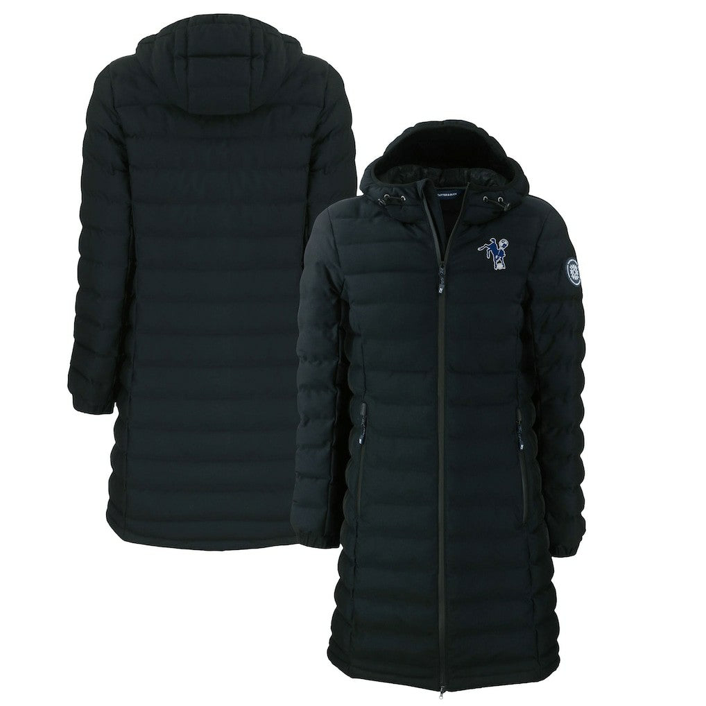 Indianapolis Colts Cutter & Buck Women's Throwback Logo Mission Ridge Repreve Eco Insulated Full-Zip Puffer Jacket Black