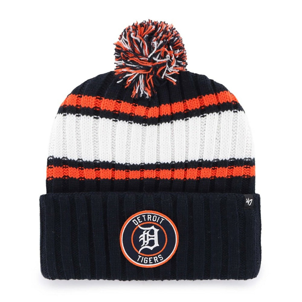 Detroit Tigers '47 Plateau Cuffed Knit Hat with Pom - Navy - 47 brand Lifestyle
