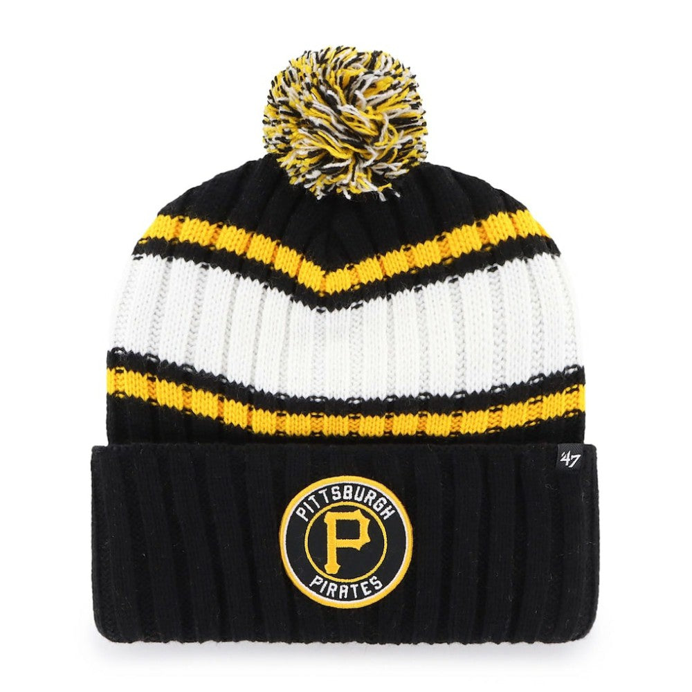 Pittsburgh Pirates '47 Plateau Cuffed Knit Hat with Pom - Black - 47 brand Sale