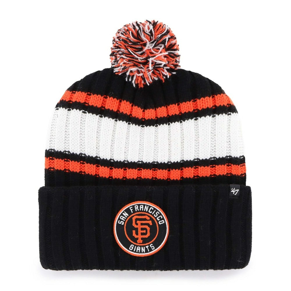 San Francisco Giants '47 Plateau Cuffed Knit Hat with Pom - Black - 47 brand Lifestyle