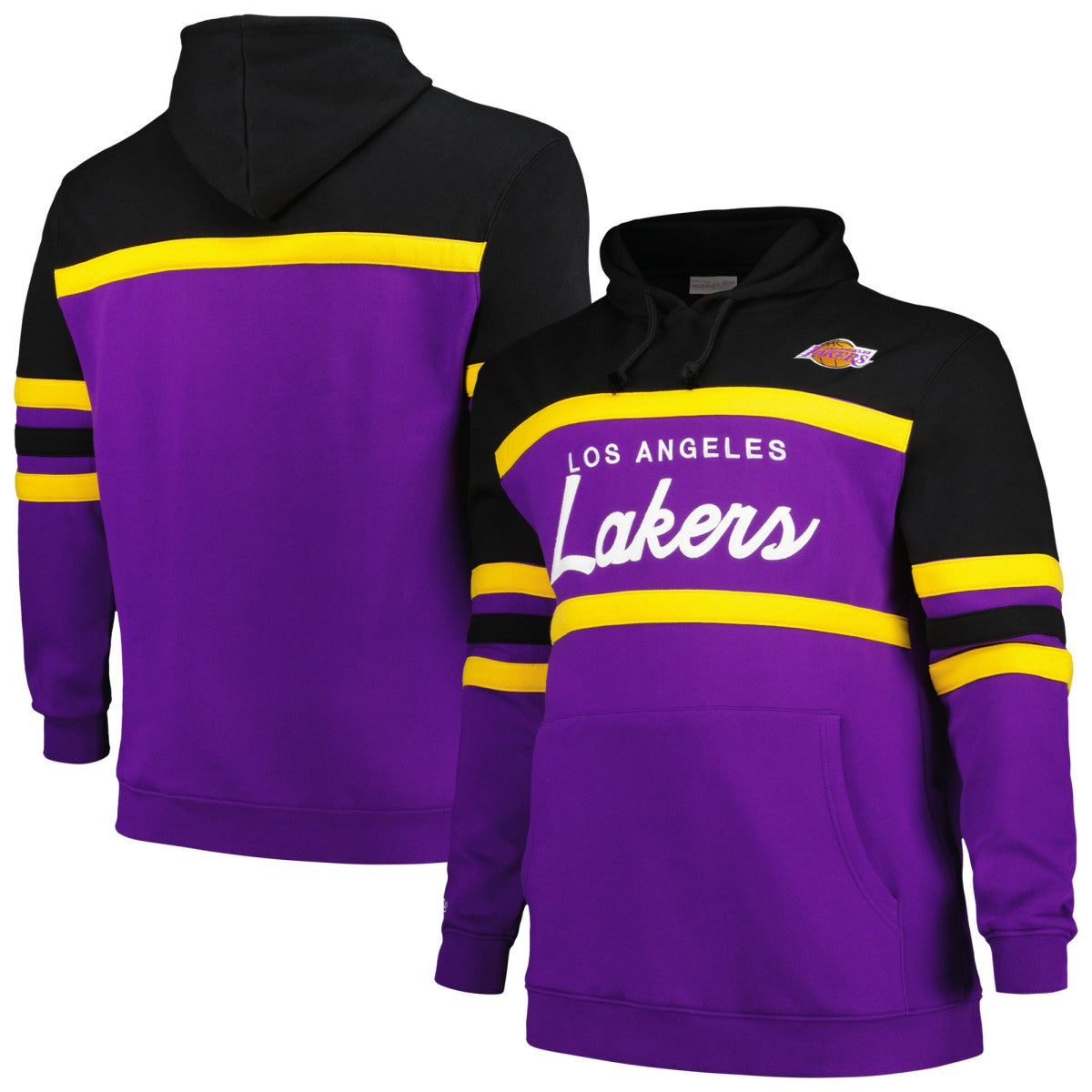 Los Angeles Lakers Big & Tall Hardwood Classics Head Coach Pullover Hoodie Black | Mitchell & Ness US