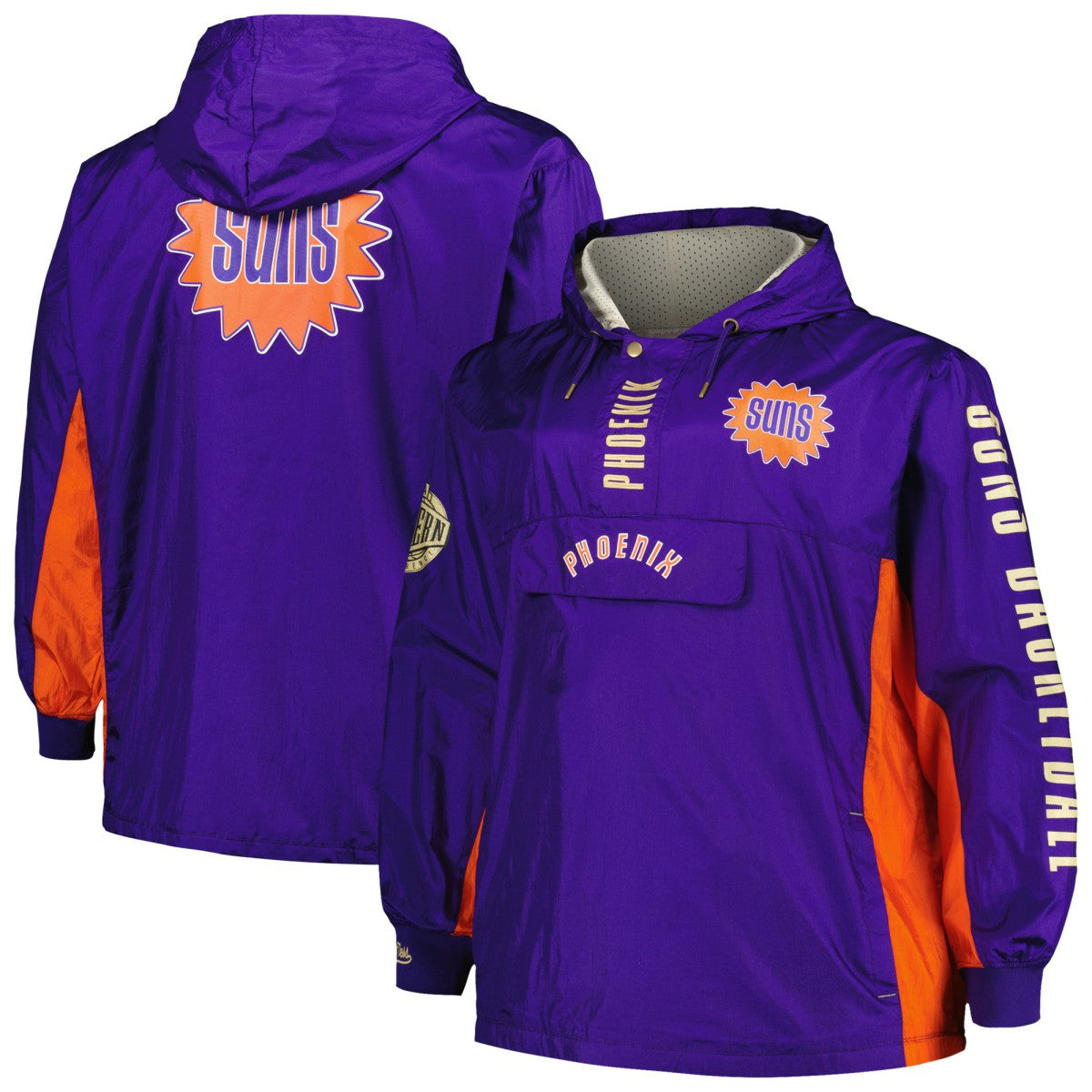 Phoenix Suns Big & Tall Hardwood Classics Team OG 2.0 Anorak Hoodie Quarter-Zip Windbreaker Jacket Purple | Mitchell & Ness US
