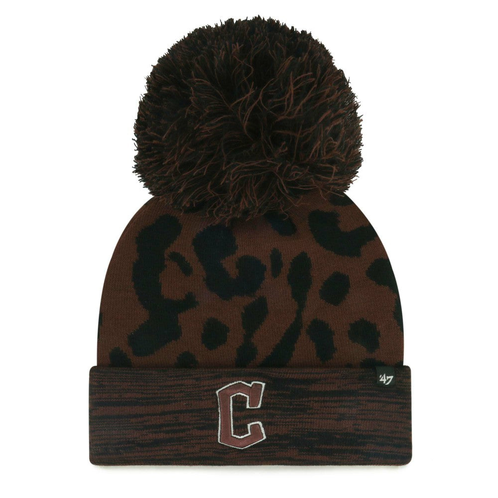Cleveland Guardians '47 Women's Rosette Cuffed Knit Hat with Pom - Brown - 47 brand Sale